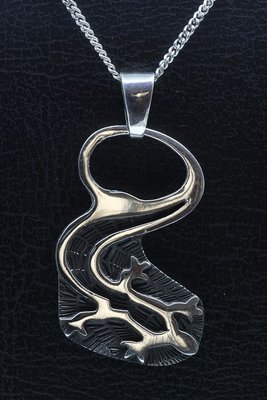 Zilveren Indiaan Hagedis vrije vorm 2 hopi style ketting hanger