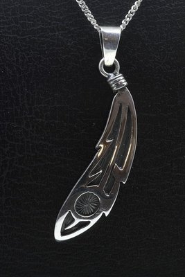 Zilveren Indiaan Veer hopi style ketting hanger