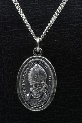 Zilveren Paus Johannes Paulus II ketting hanger