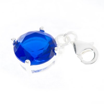 Zilveren Kristalgeslepen blauwe knop armband bedel