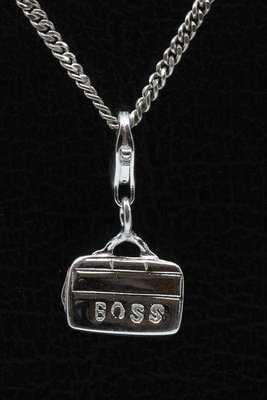 Zilveren Aktentas "Boss" hanger en/of bedel