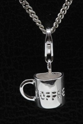 Zilveren Kopje koffie half hanger en/of bedel