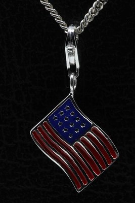Zilveren Amerikaanse vlag USA Stars and stripes hanger én bedel