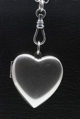 Foto medaillon Hart glad 2 foto's ketting hanger zwaar verzilverd