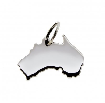 Zilveren Landkaart Australië ketting hanger