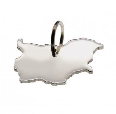 Zilveren Landkaart Bulgarije ketting hanger