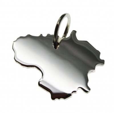 Zilveren Landkaart Litouwen ketting hanger