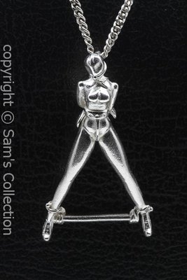 Zilveren SM bondage vrouw ketting hanger