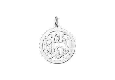 Zilveren Monogram 1 tot 3 Letters ketting hanger - klein