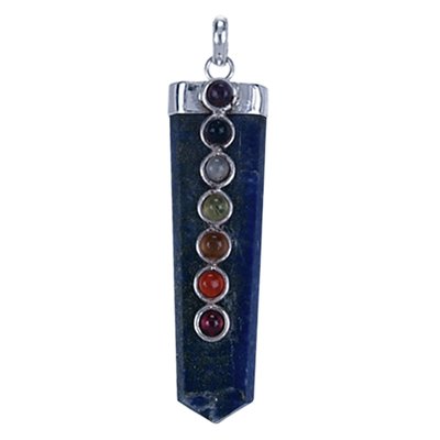 Zilveren Chakra op lapis ketting hanger