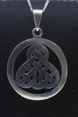Zilveren Keltische knoop rond glad XL ketting hanger