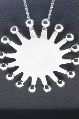 Zilveren Bloem fantasie XL ketting hanger