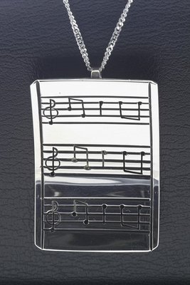Zilveren Muzieknoten XL ketting hanger