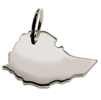 Zilveren Landkaart Ethiopië ketting hanger