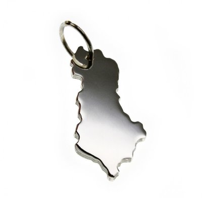 Zilveren Landkaart Albanië ketting hanger