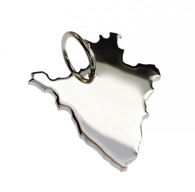 Zilveren Landkaart Burundi ketting hanger