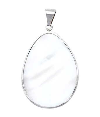 Zilveren Driehoek met schelp wit kettinghanger