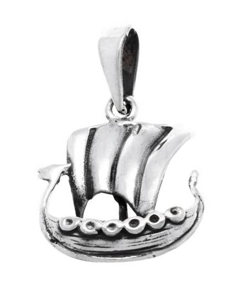 Zilveren Vikingschip bolle zeilen kettinghanger