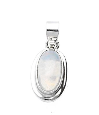 Zilveren Opaal ovaal glad kettinghanger