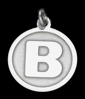Zilveren Letter B rond mat-glans ketting hanger