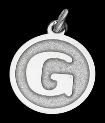 Zilveren Letter G rond mat-glans ketting hanger