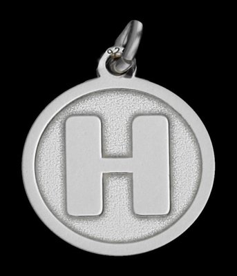 Zilveren Letter H rond mat-glans ketting hanger