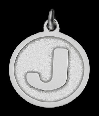 Zilveren Letter J rond mat-glans ketting hanger