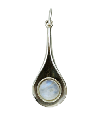 Zilveren Kelk met Maansteen edelsteen ketting hanger