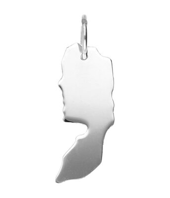 Zilveren Landkaart Palestina ketting hanger