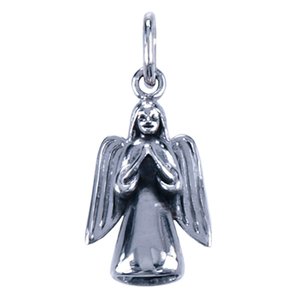 Zilveren Engel hanger en bedel, fraai op -